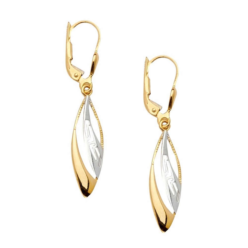 14K Two Tone Hollow Hanging Earrings for Women